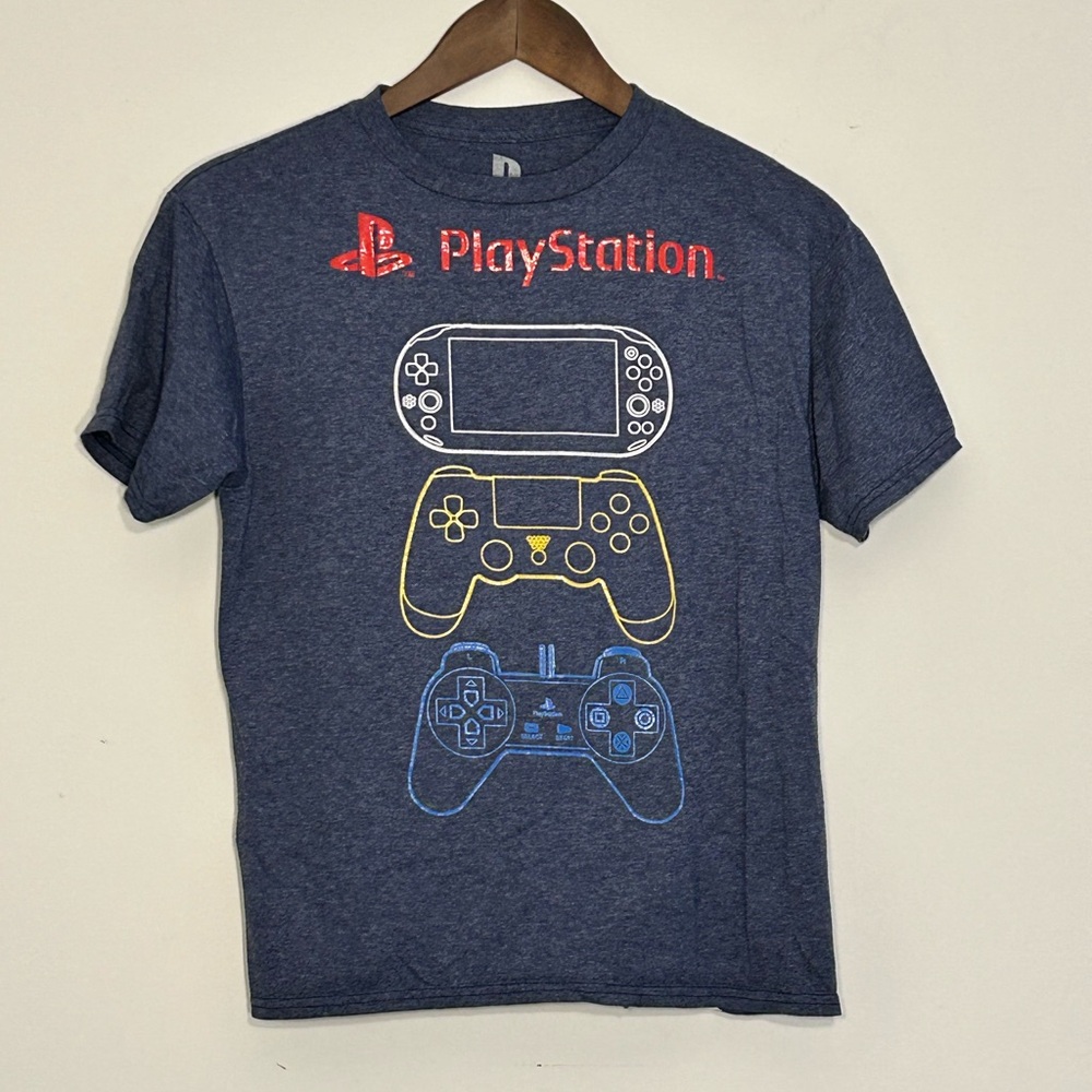 PlayStation Graphic Tee Size XL Blue Controllers Logo Gaming Shirt